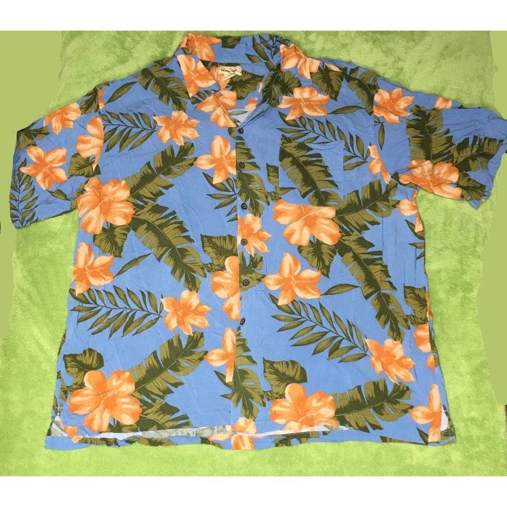 Panama Jack French Blue Hawaiian Button Down Size 3XL